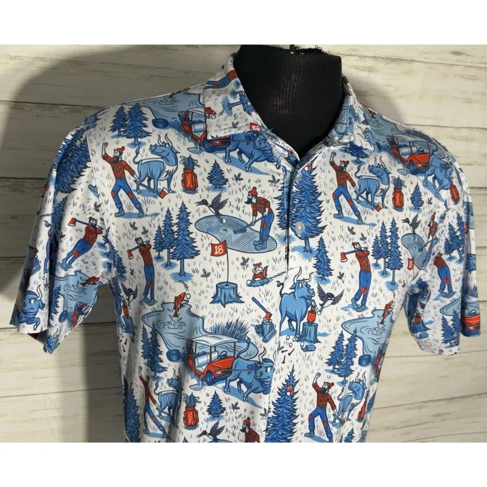 MINTY! Waggle Golf Polo Shirt Men's Size SMALL Turman Designed Lumber Jack - Picture 2 of 9